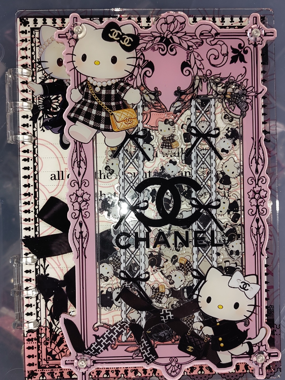 New! Hello Kitty Chanel A5 Size Acrylic Shaker Notebook